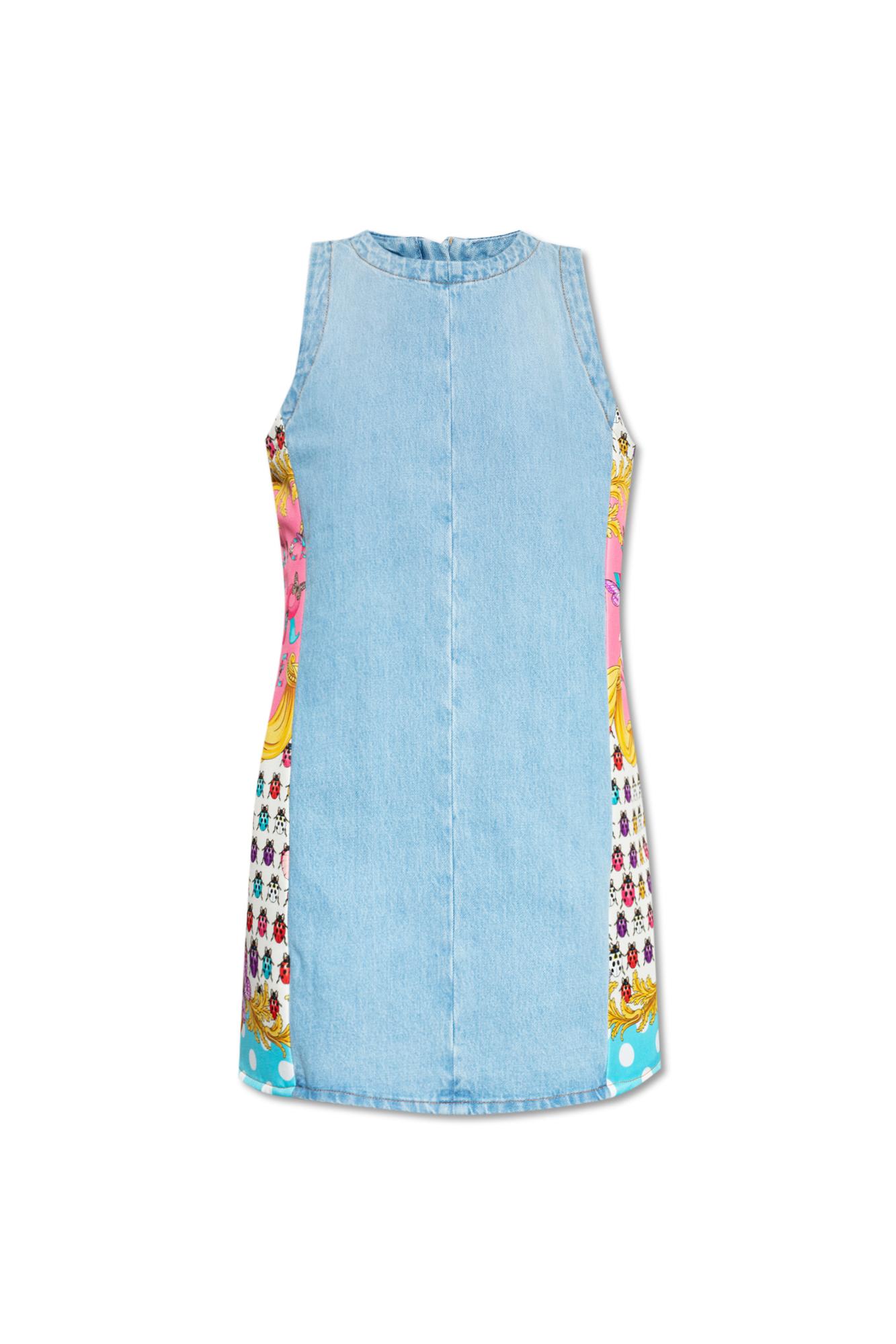 Shop Versace Denim Dress From La Vacanza Collection In Blue