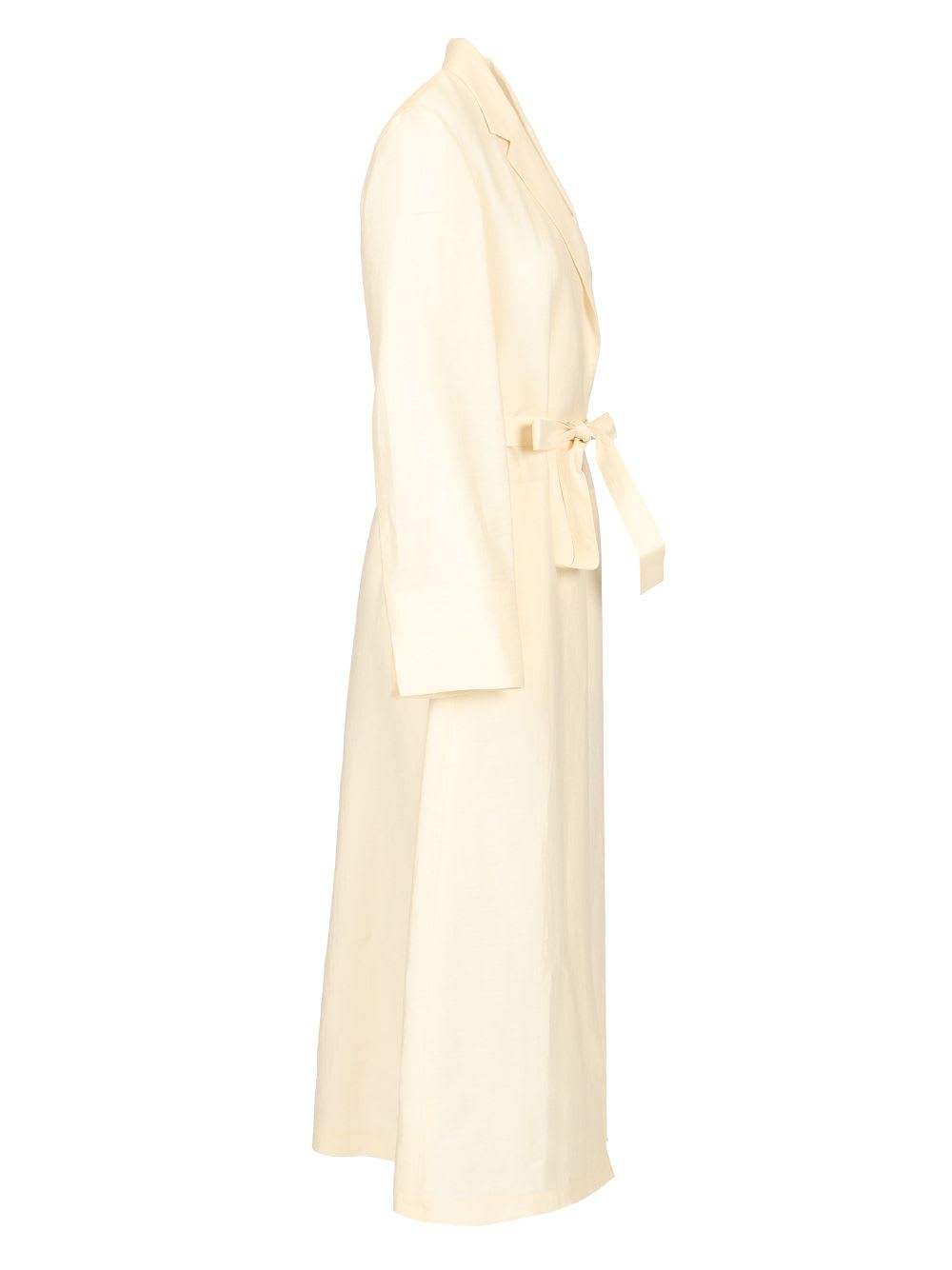 Max Mara Linen And Silk Canvas Overcoat Dresses White
