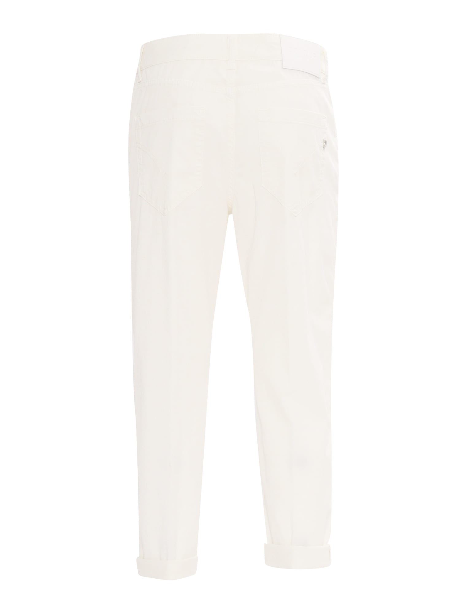 Dondup Cropped Cotton-blend Denim Jeans With Button Detailing In White