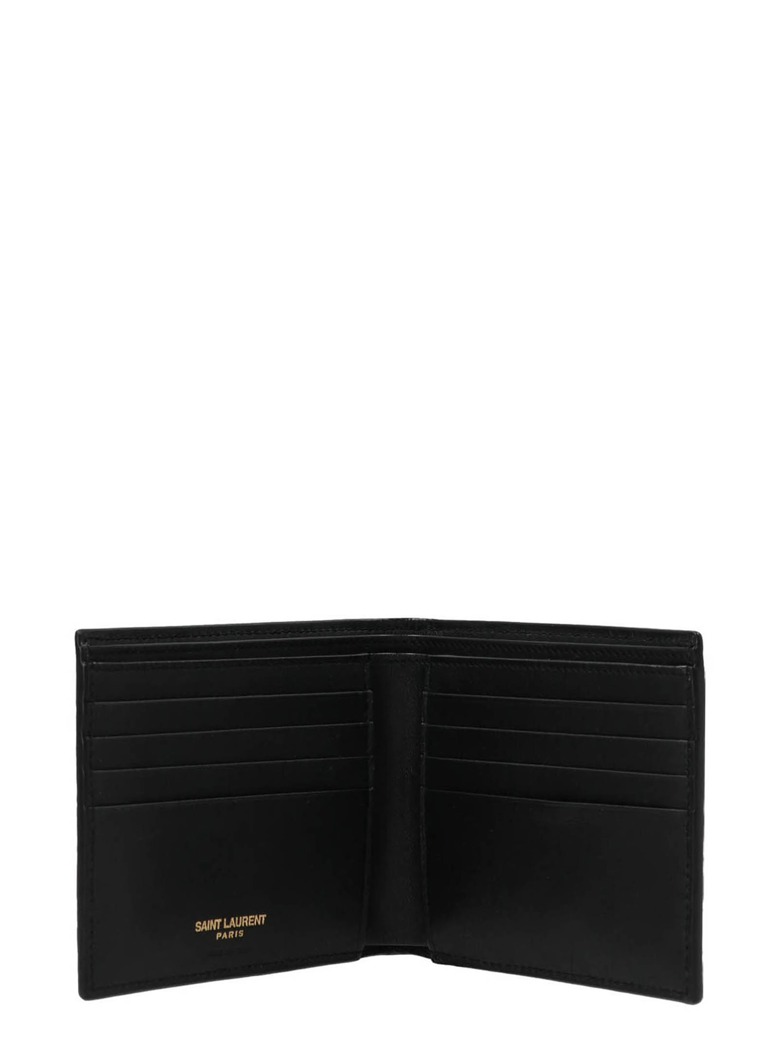 Shop Saint Laurent Monogram East/west Wallet In Black