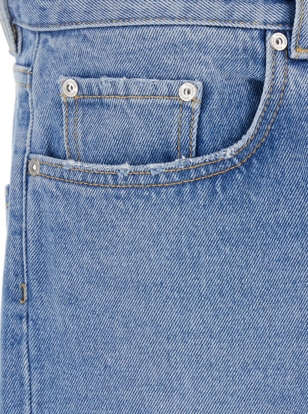 Icon Denim Light Blue Jeans With Belt Loops And Logo Patch On The Rear In Denim Man In Light Blue