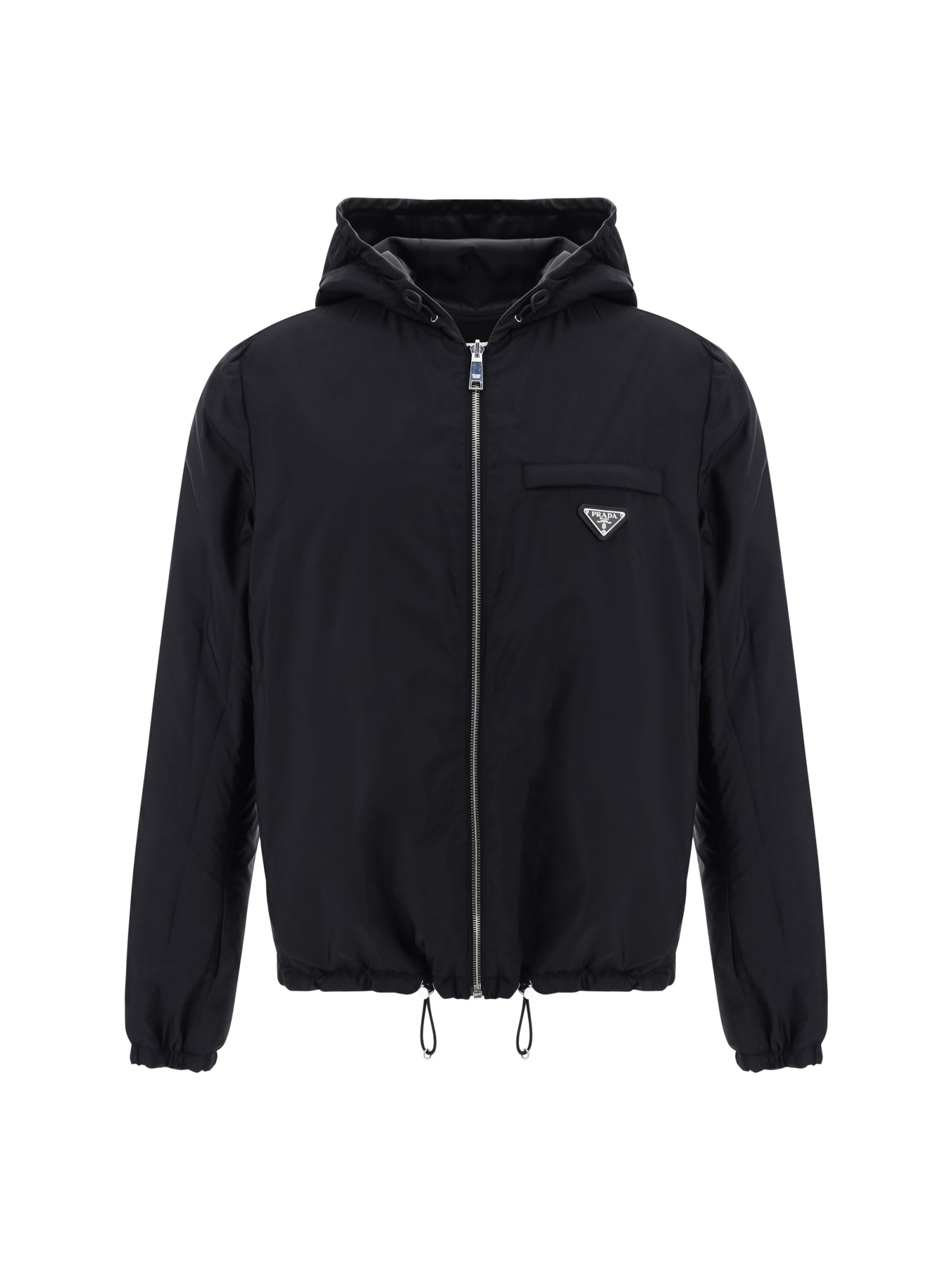 Prada Reversible Blouson In Leather And Re-nylon In Black