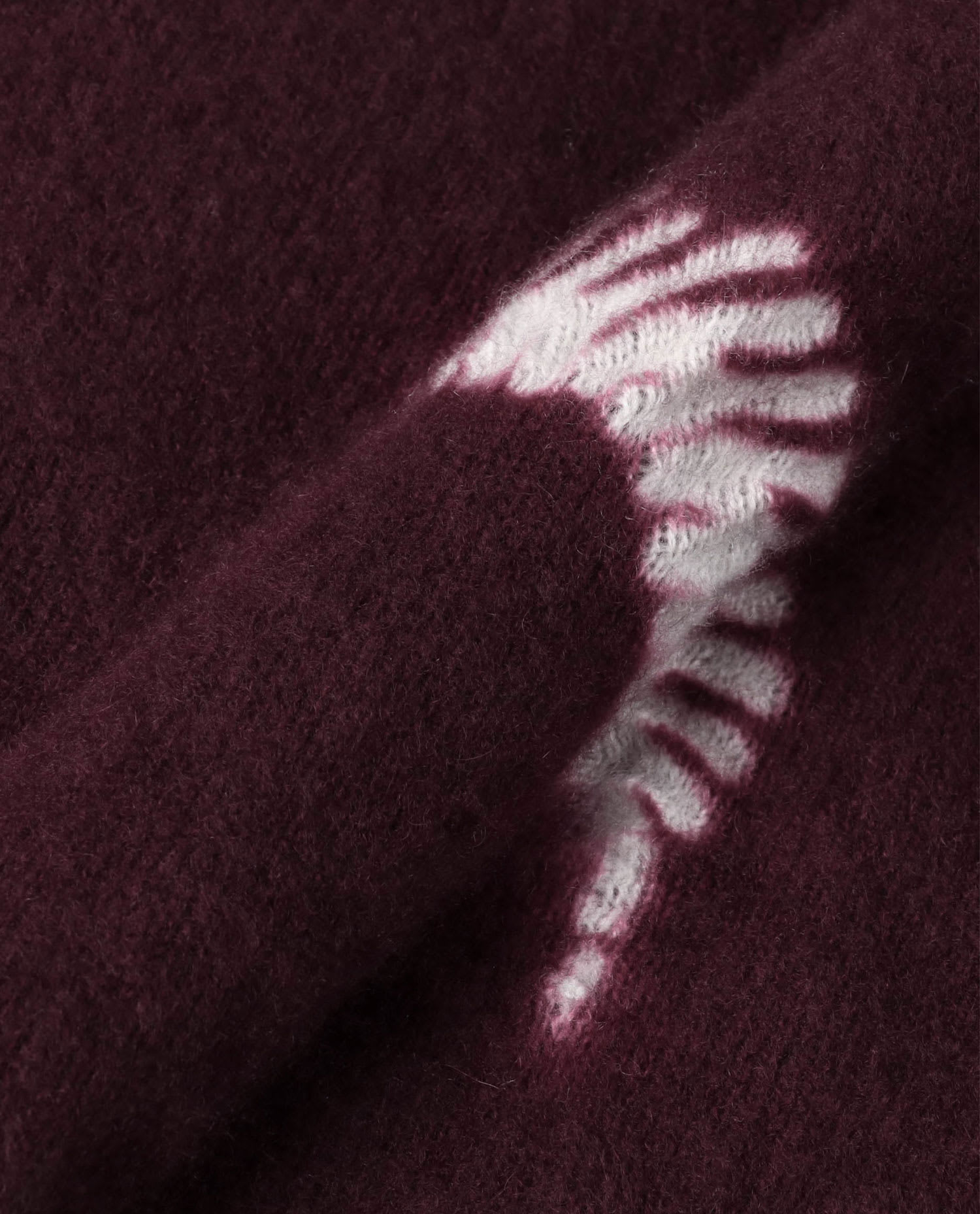 Suzusan Feather-pattern Crewneck Sweater In Burgundy