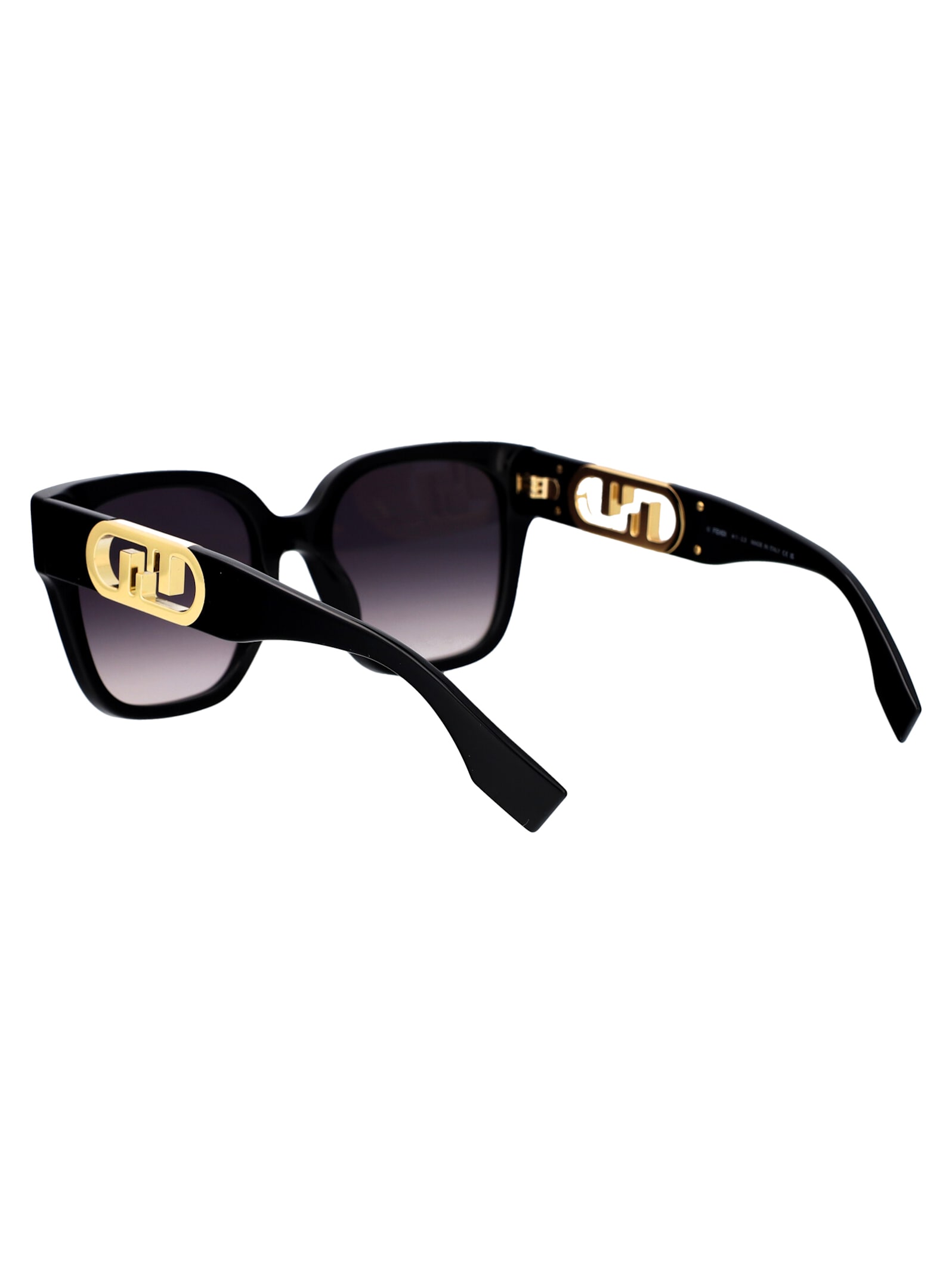 Shop Fendi Olock Sunglasses In 01b Shiny Black / Gradient Smoke