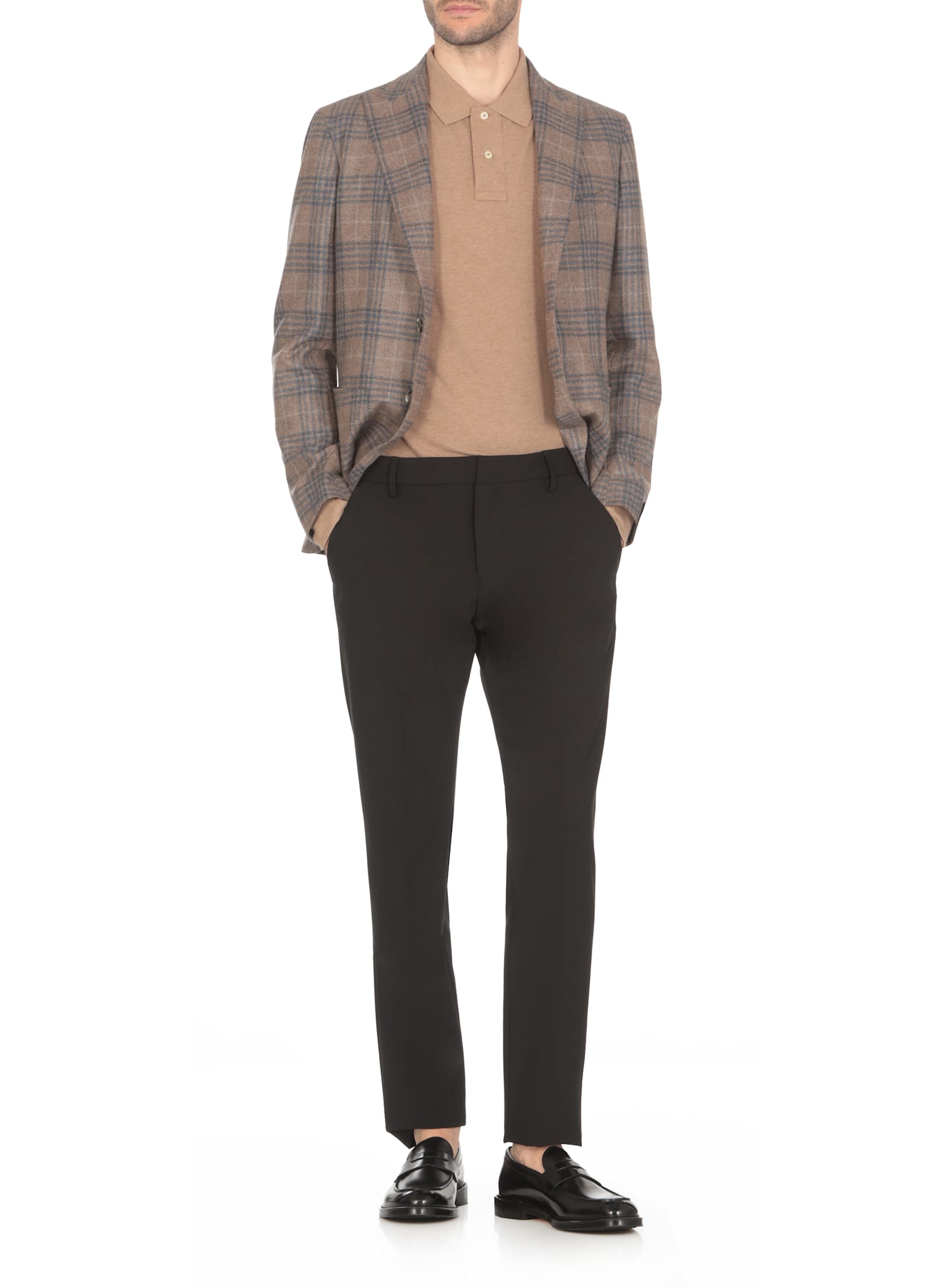 Shop Tagliatore Tartan Jacket In Brown