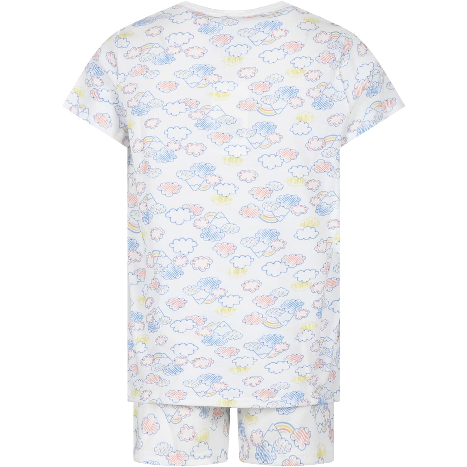Shop Petit Bateau White Pajamas For Girl With Clouds Print