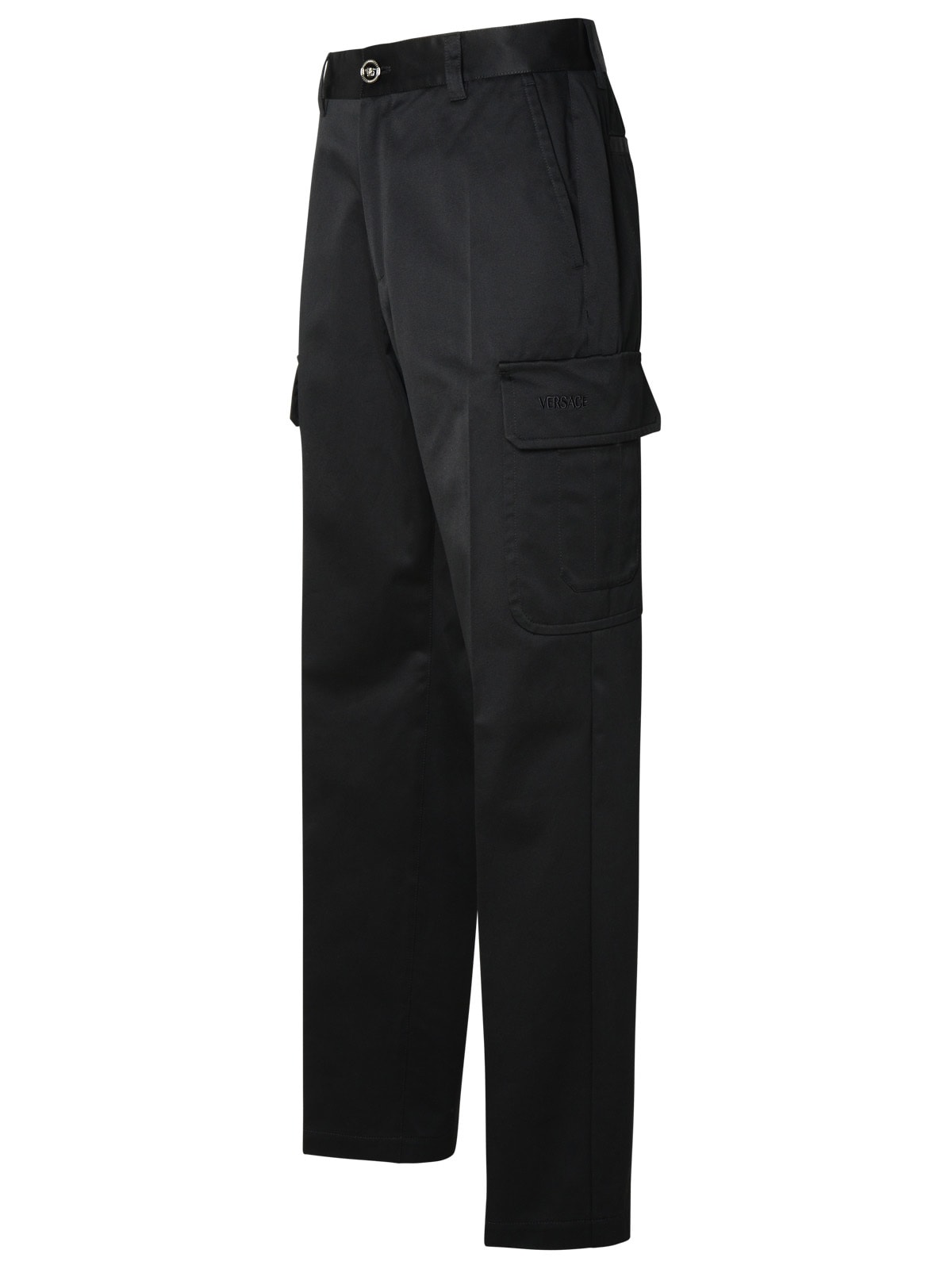 Shop Versace Cargo Pants In Black Cotton In Black (black)