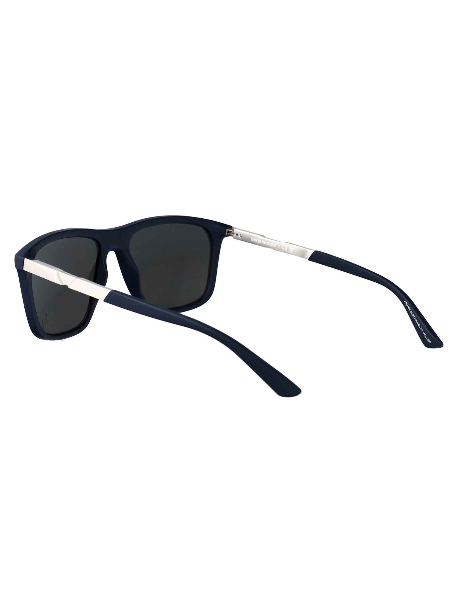 Emporio Armani Blu Scuro Opaco Injected Sunglasses In Blue