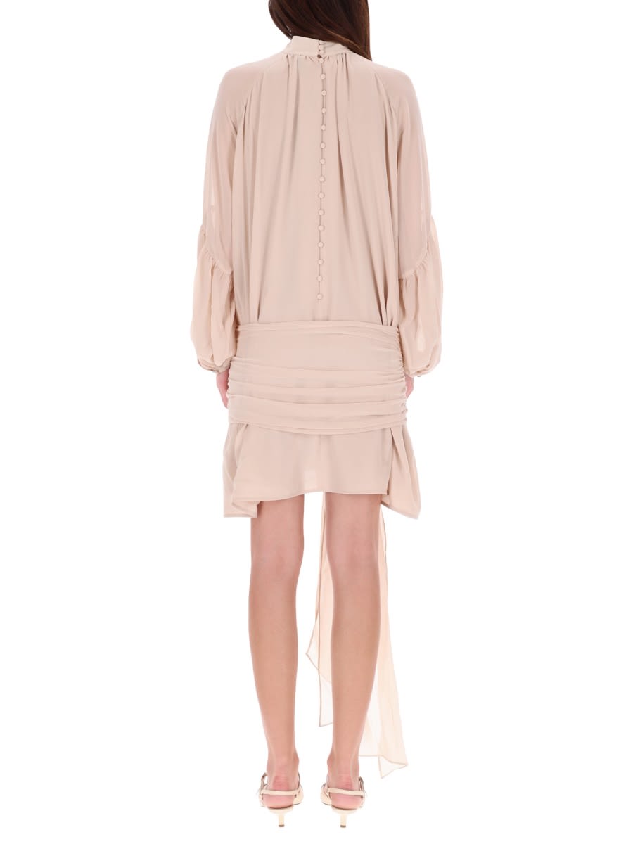 Rotate Birger Christensen Rotate Birgerchristensen Chiffon Dress With Shoulder Straps And Tie In Neutral