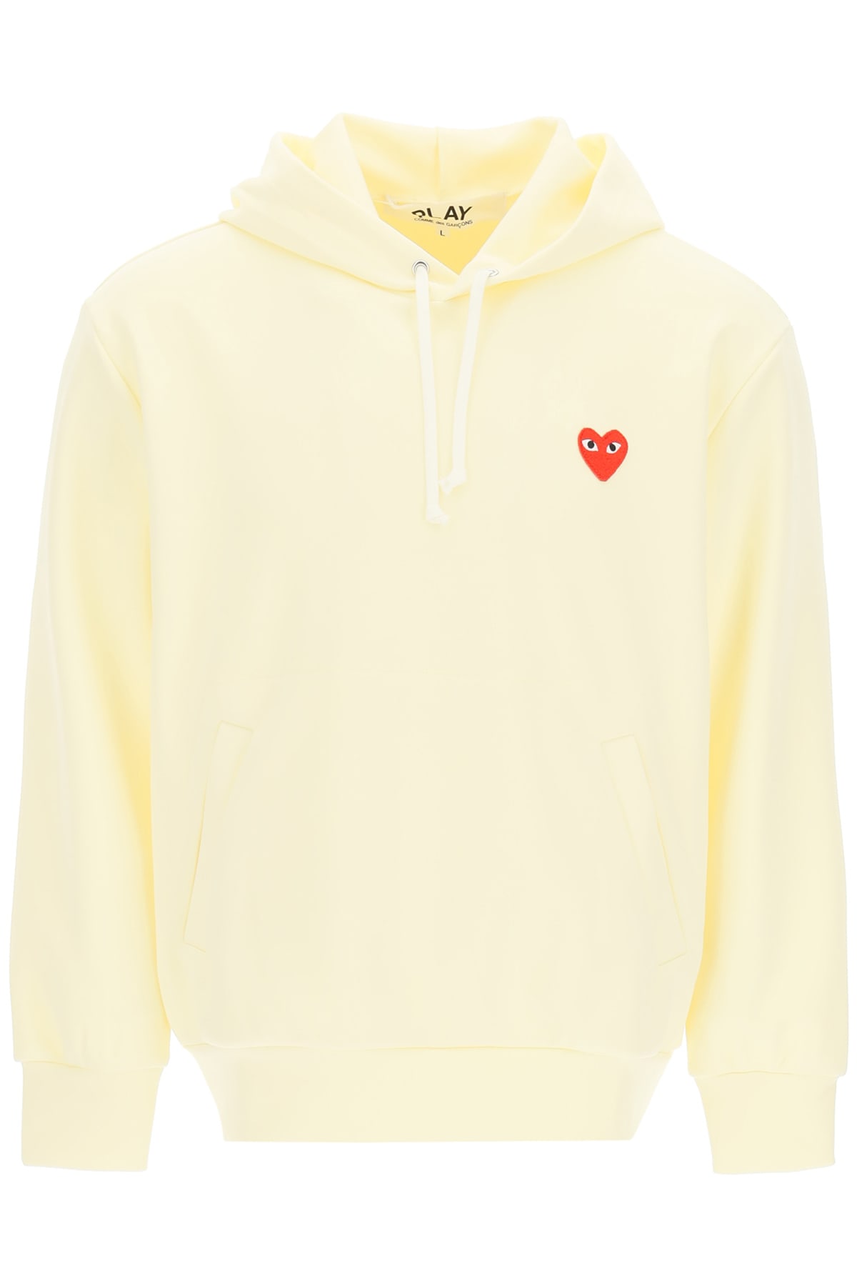 Comme Des Garçons Play Yellow Heart Patch Hoodie In Ivory (white)