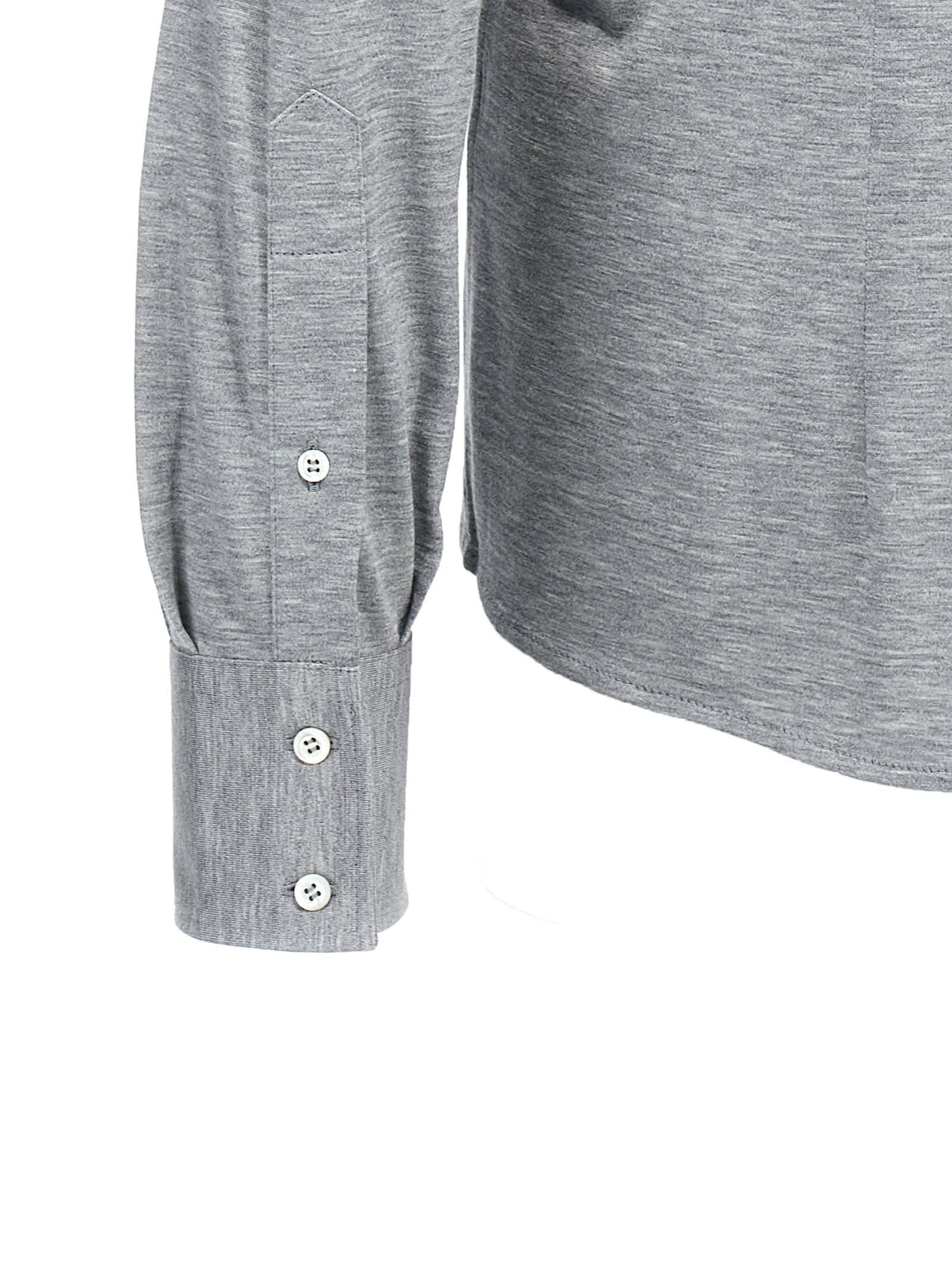 Shop Brunello Cucinelli Jersey Shirt In Gray