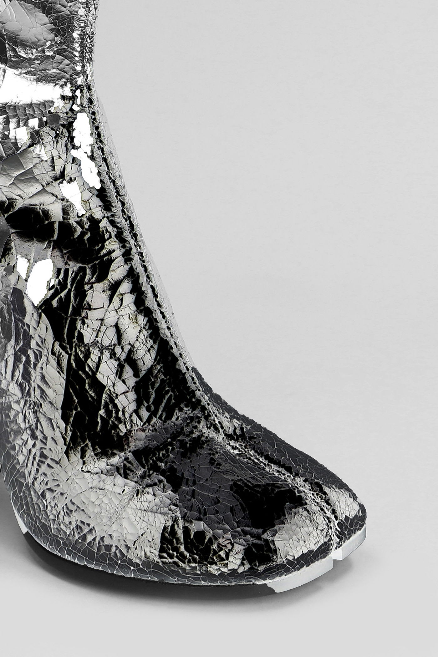 Maison Margiela Silver Tabi Broken Mirror Boots In Silver