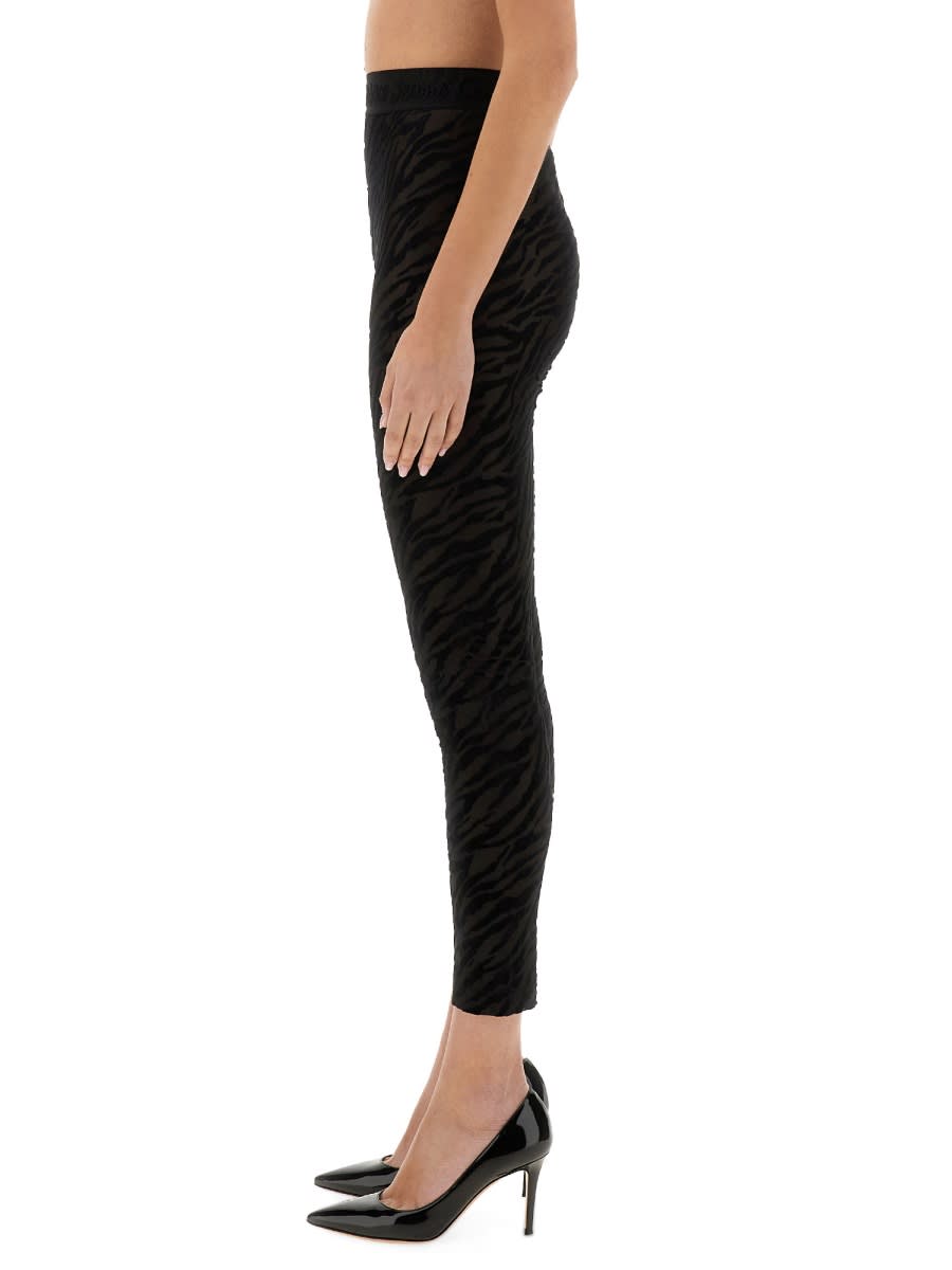 Shop Versace Jeans Couture Zebra Devoré Leggings In Black