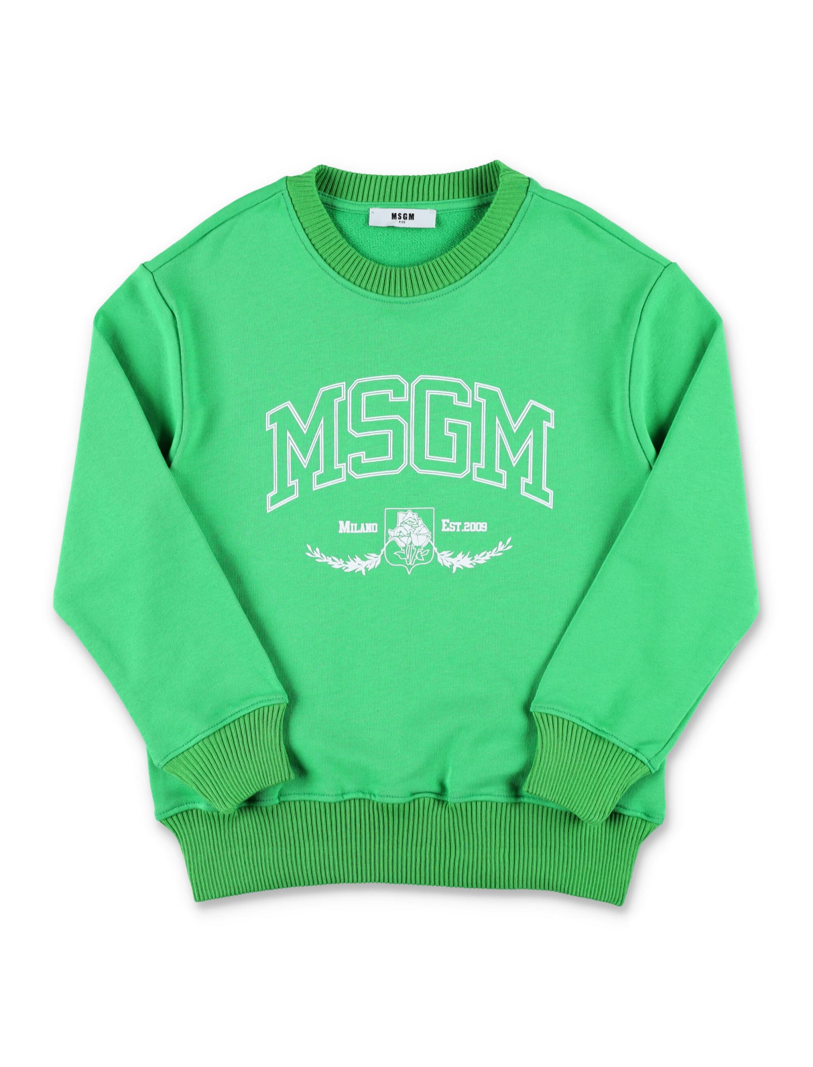 Shop Msgm Logo Sweatshirt In Verde/green