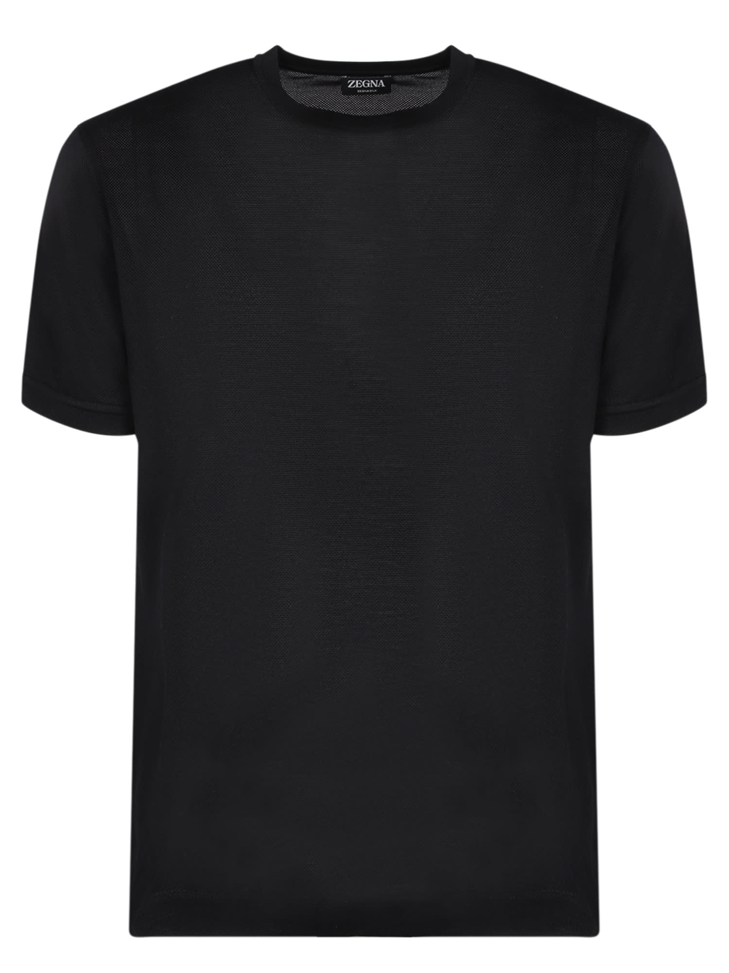 Shop Zegna Black Silk T-shirt