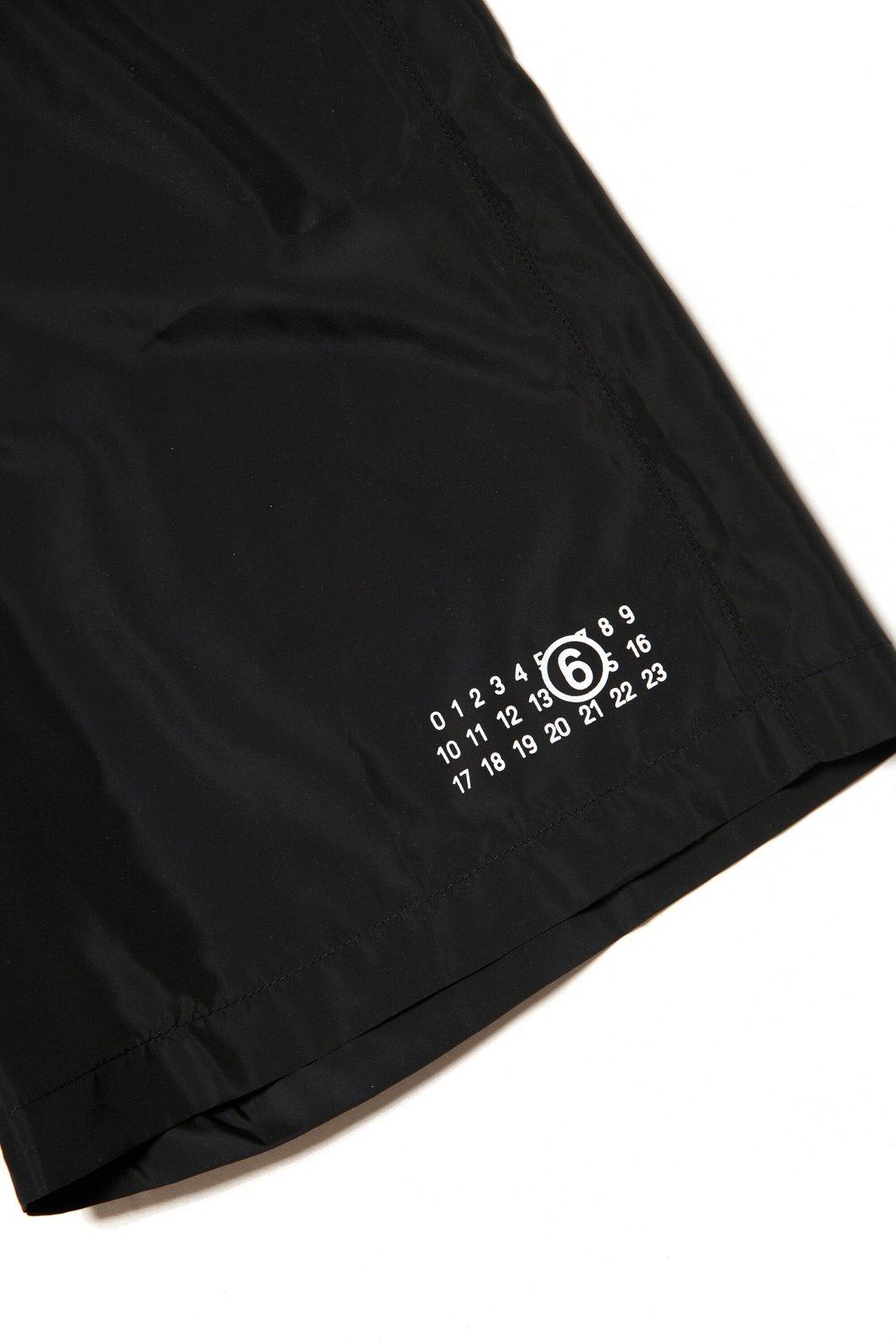 Shop Mm6 Maison Margiela Numbers-motif Swim Boxers In Black