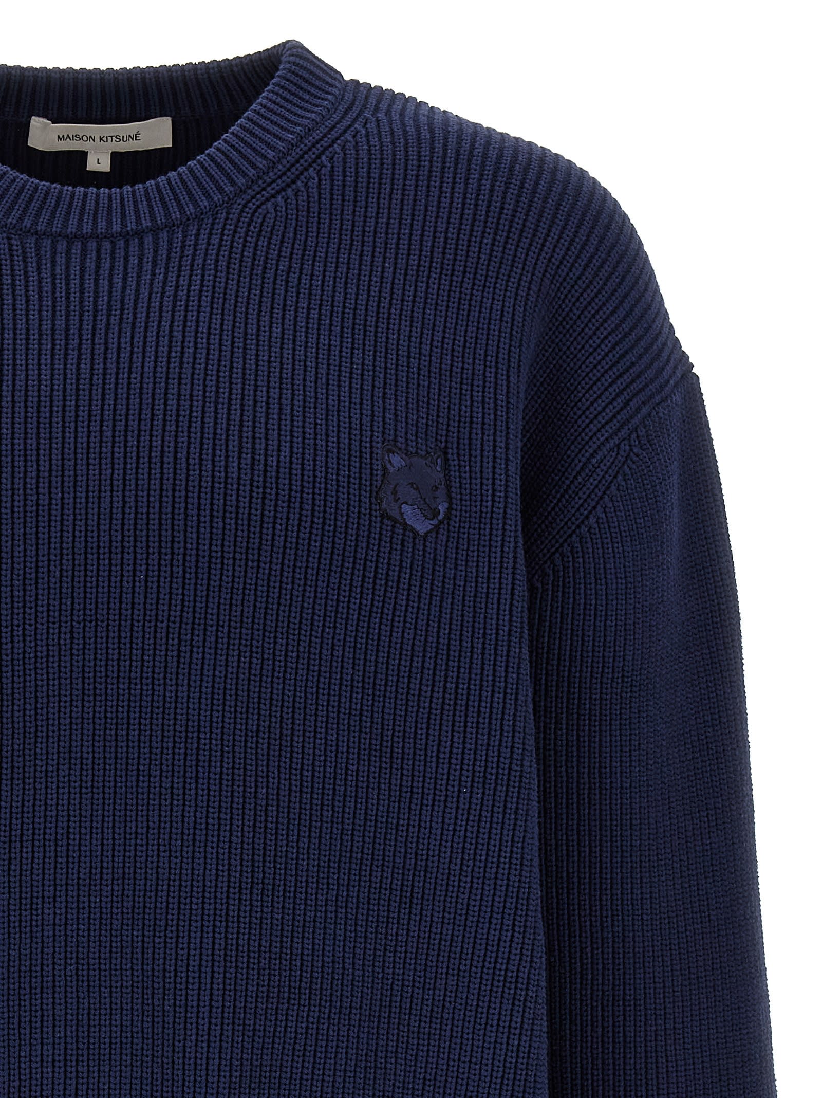 Shop Maison Kitsuné Bold Fox Head Sweater In Blue
