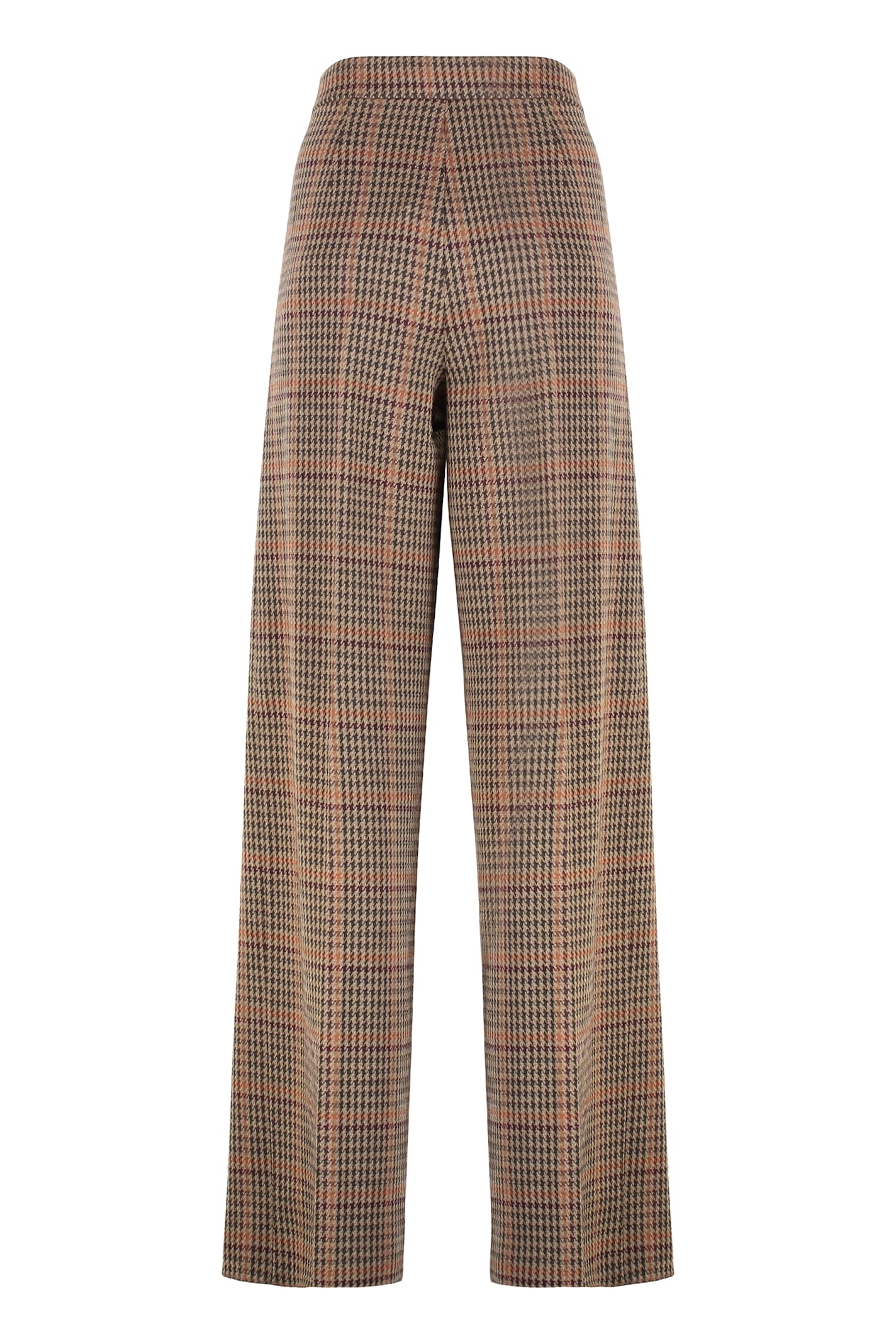 Max Mara Pants In Prince Of Wales Jersey In Brown