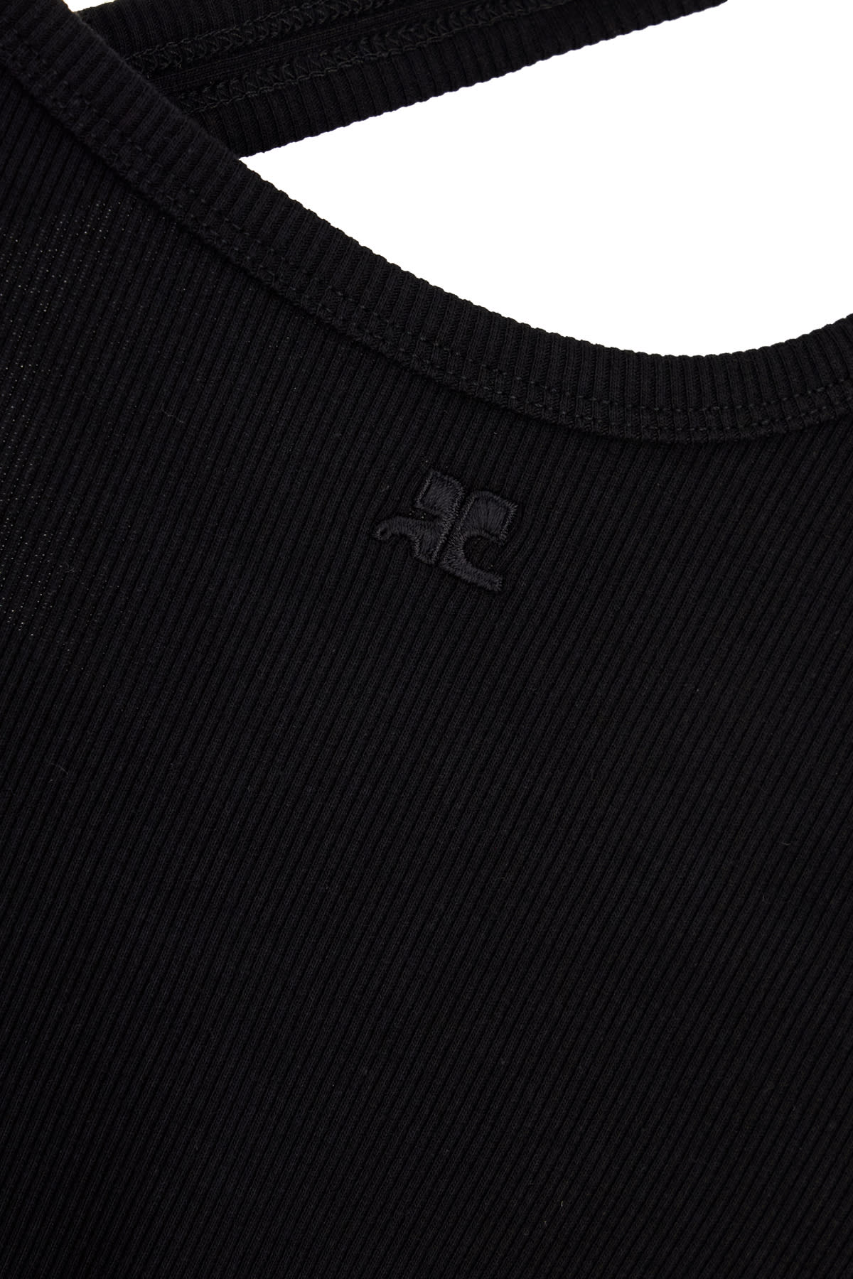 Courrèges Tank Top With Asymmetrical Buckle In Black