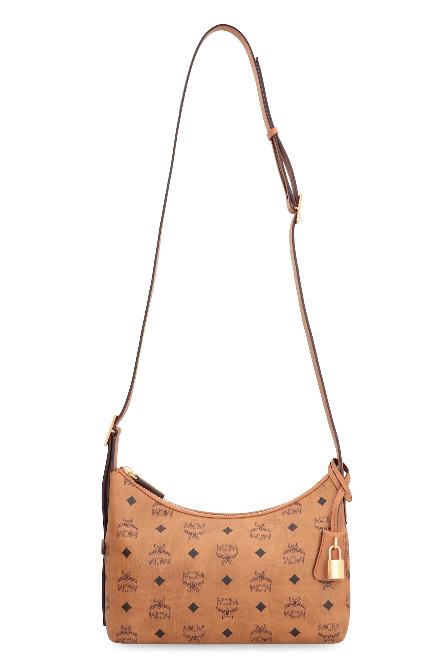 Mcm Small Aren Hobo Bag In Brown