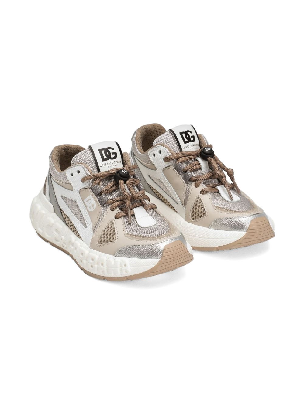 Dolce & Gabbana Mesh-panelled Lace-up Sneakers In Brown