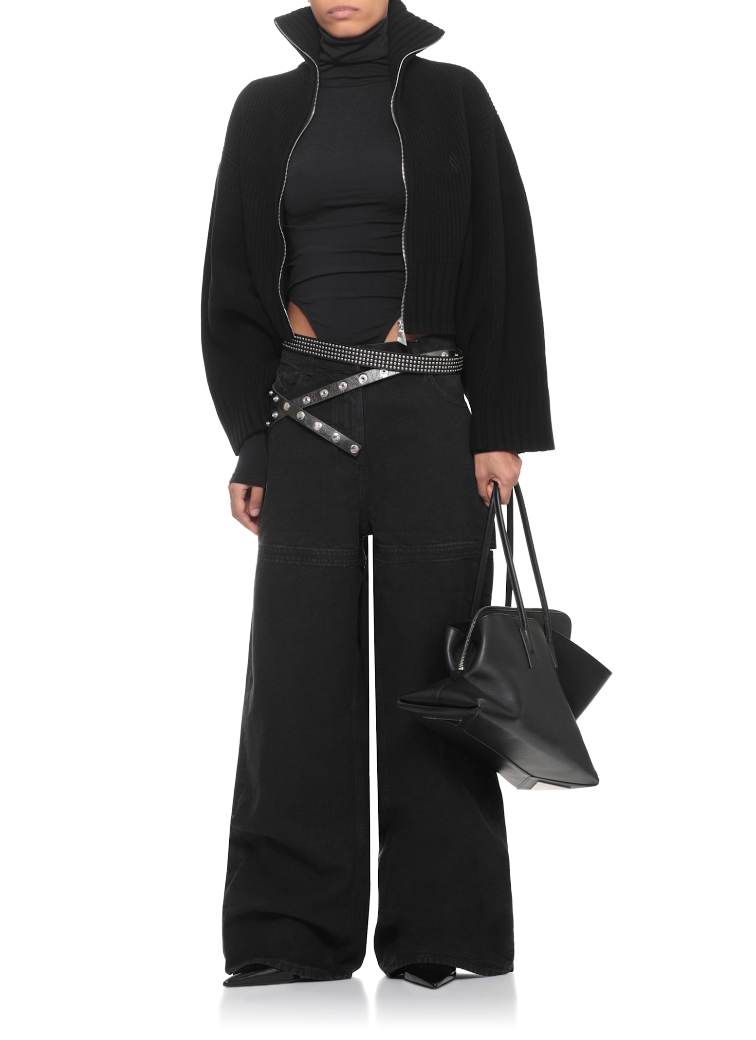 Attico Wool Cardigan In Black