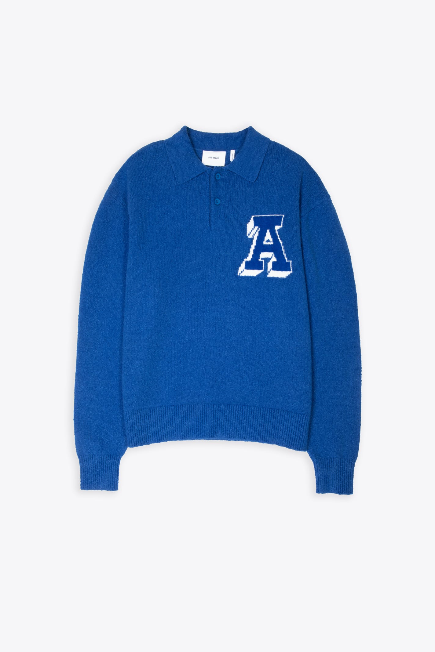 Shop Axel Arigato Team Polo Sweater Royal Blue Cotton Blend Polo Sweater - Team Polo Sweater