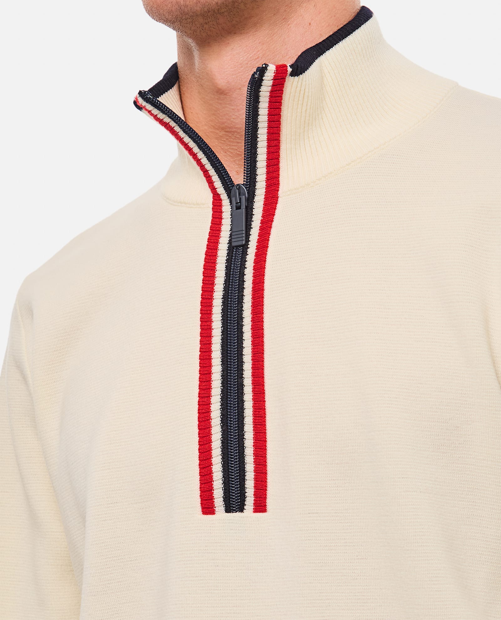 Shop Thom Browne Half Zip Pullover In White