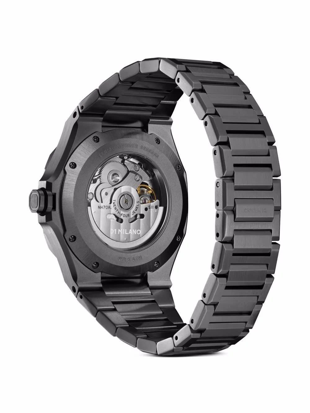 Shop D1 Milano Skeleton Rubber Gun Metal 41.5 Mm Watch In Grey