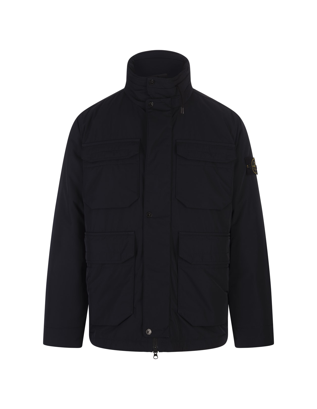 Shop Stone Island Navy Blue Field Jacket In Micro Twill