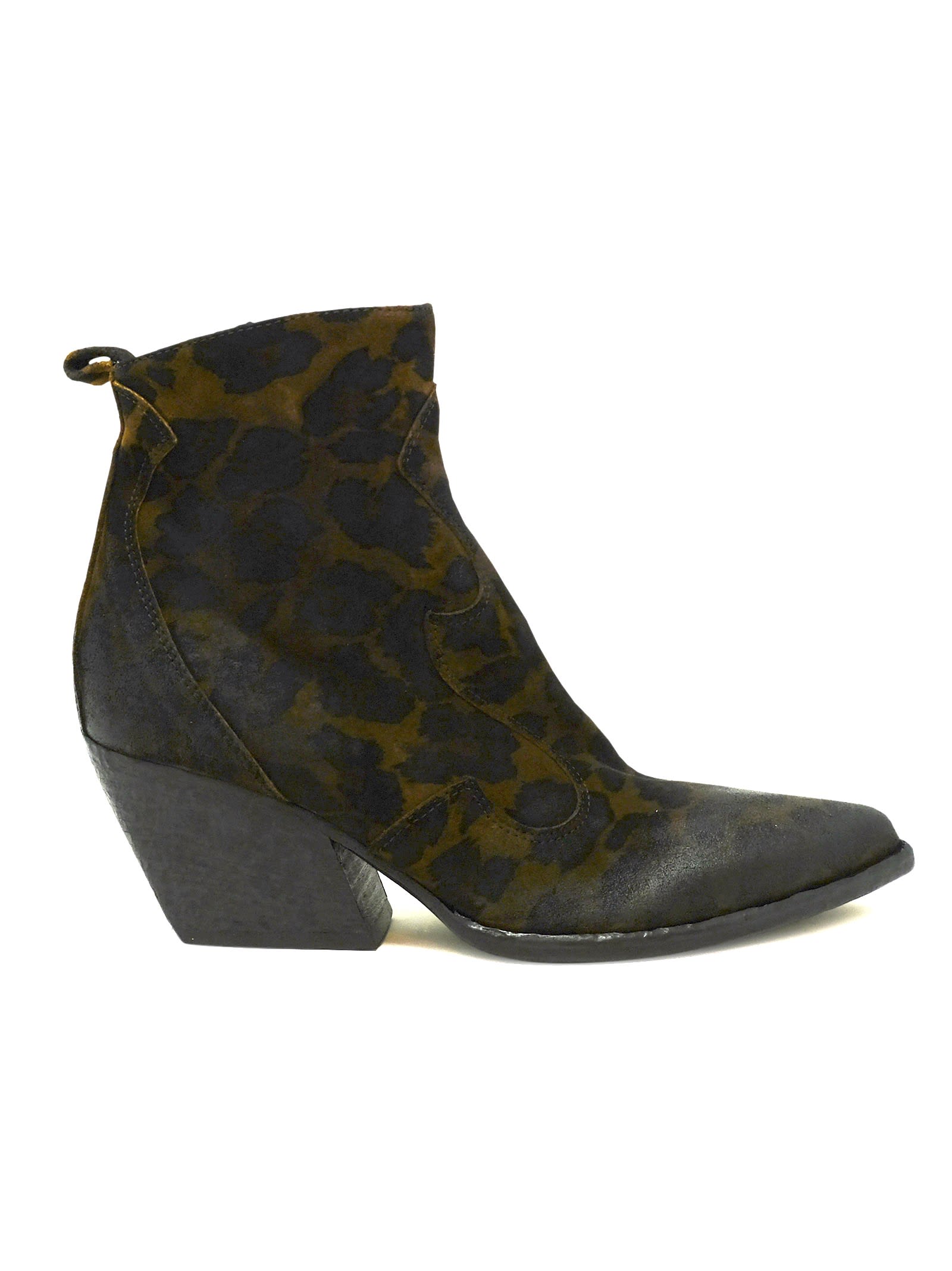 Shop Elena Iachi Leopard Suede Ankle Boots In Brown