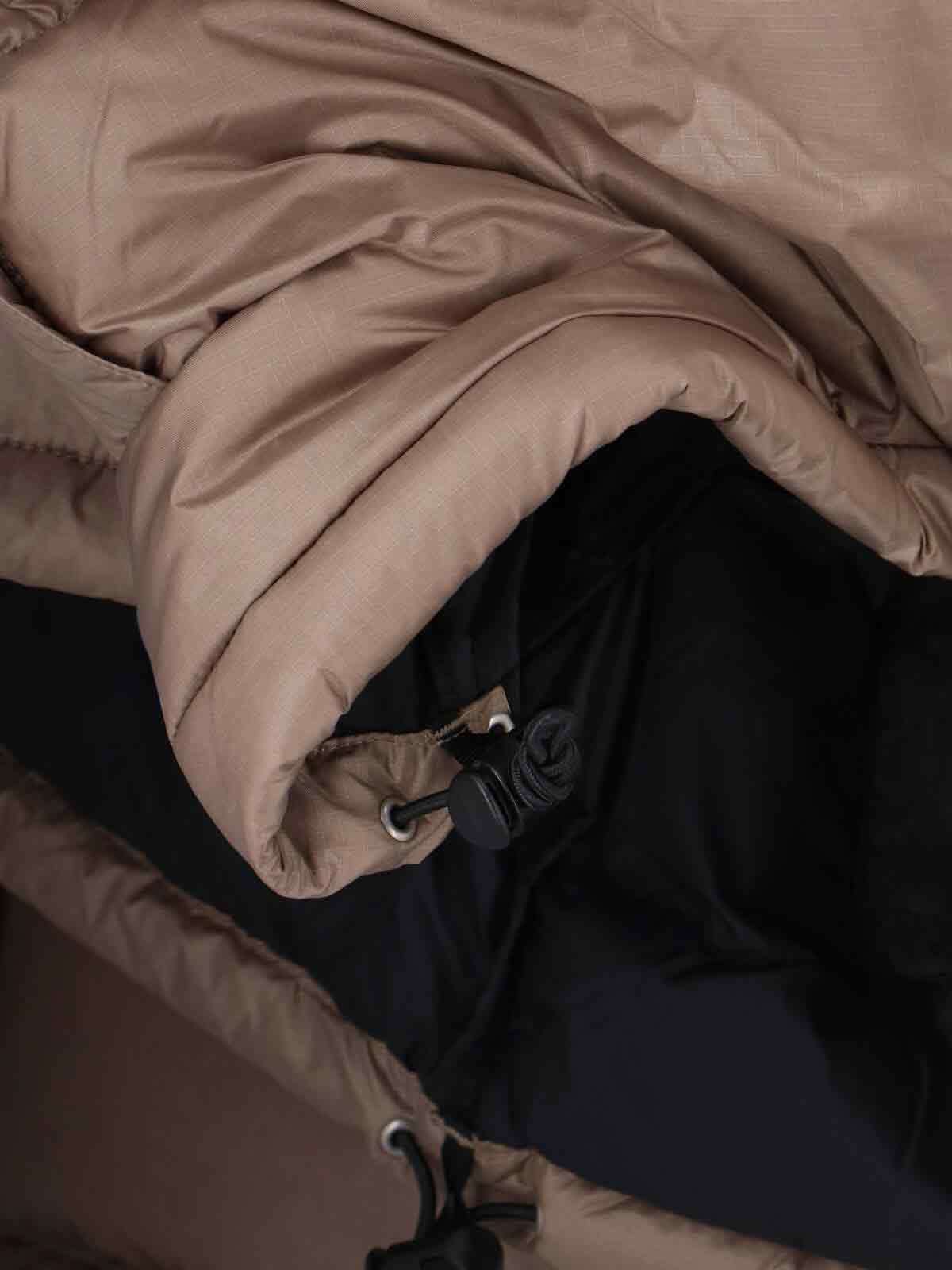 The North Face Beige And Black Short Down Jacket With Logo  In Brown