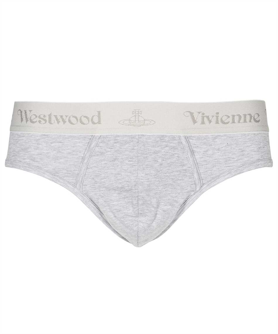 Vivienne Westwood Set Of Three Cotton Briefs With Logoed Elastic Band In Gray