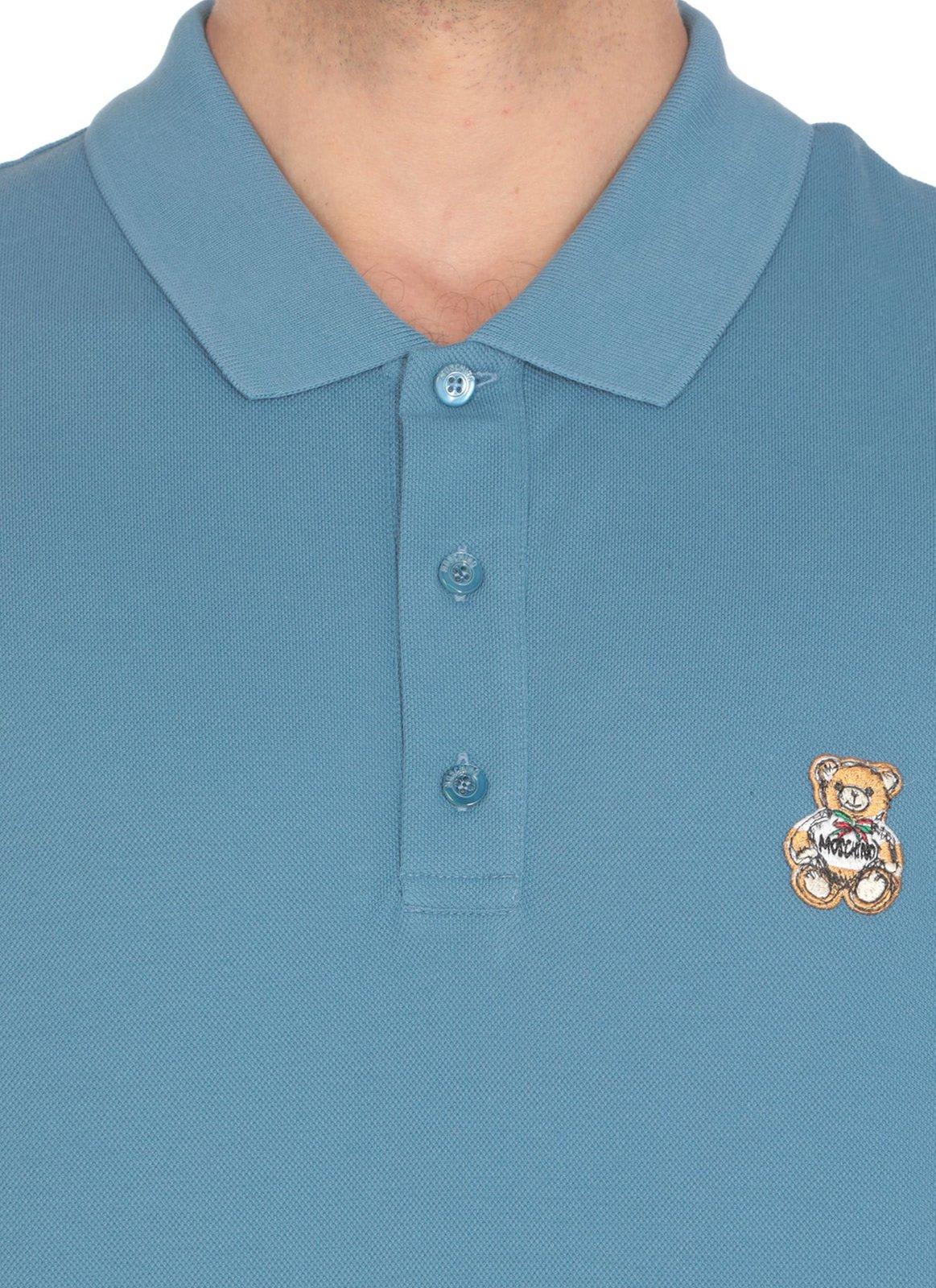 Shop Moschino Teddy Bear Short-sleeved Polo Shirt In 0294