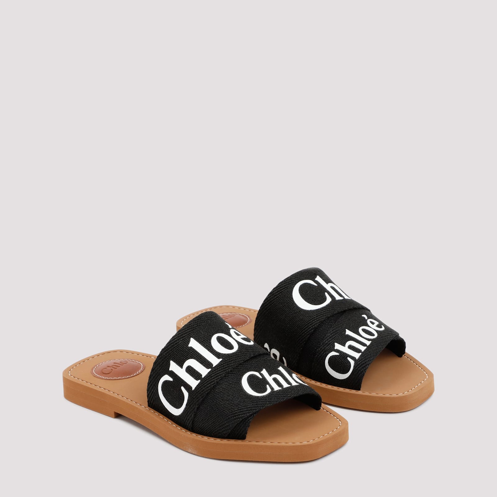 Chloé Black Logo Open-toe Sandals In Black