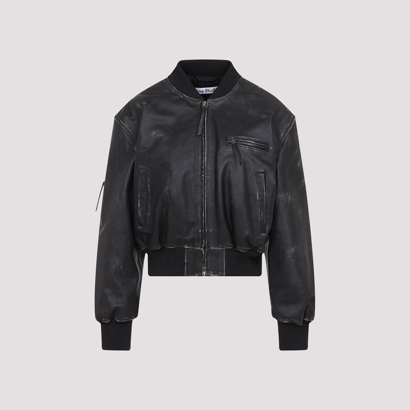 Acne Studios Leather Jacket In Chf Vintage Black