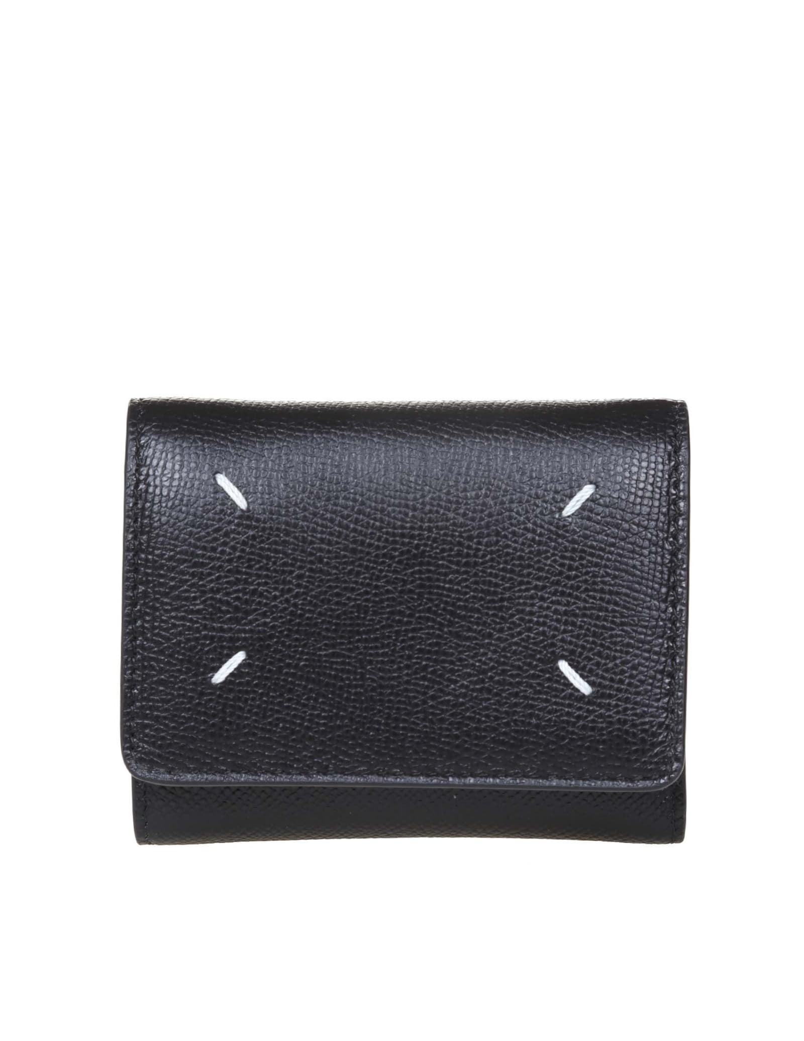 Shop Maison Margiela Black Leather Wallet