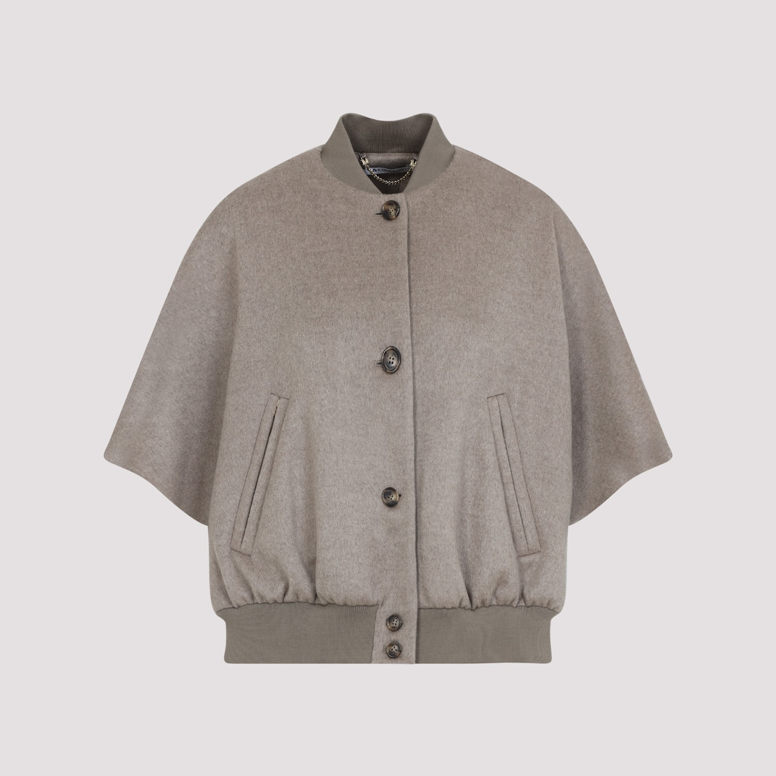 Max Mara Leticia Bomber Cape In Cacha Grey Cashmere In Gray