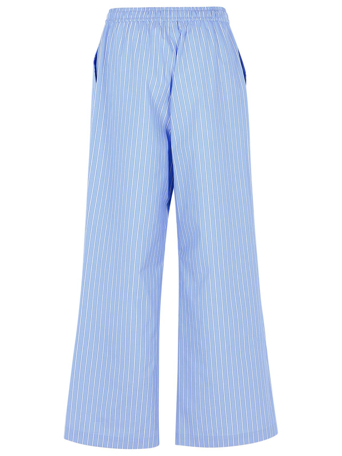 Marni Cotton Trousers With Elastic Waistband And Striped Pattern In Light Blue