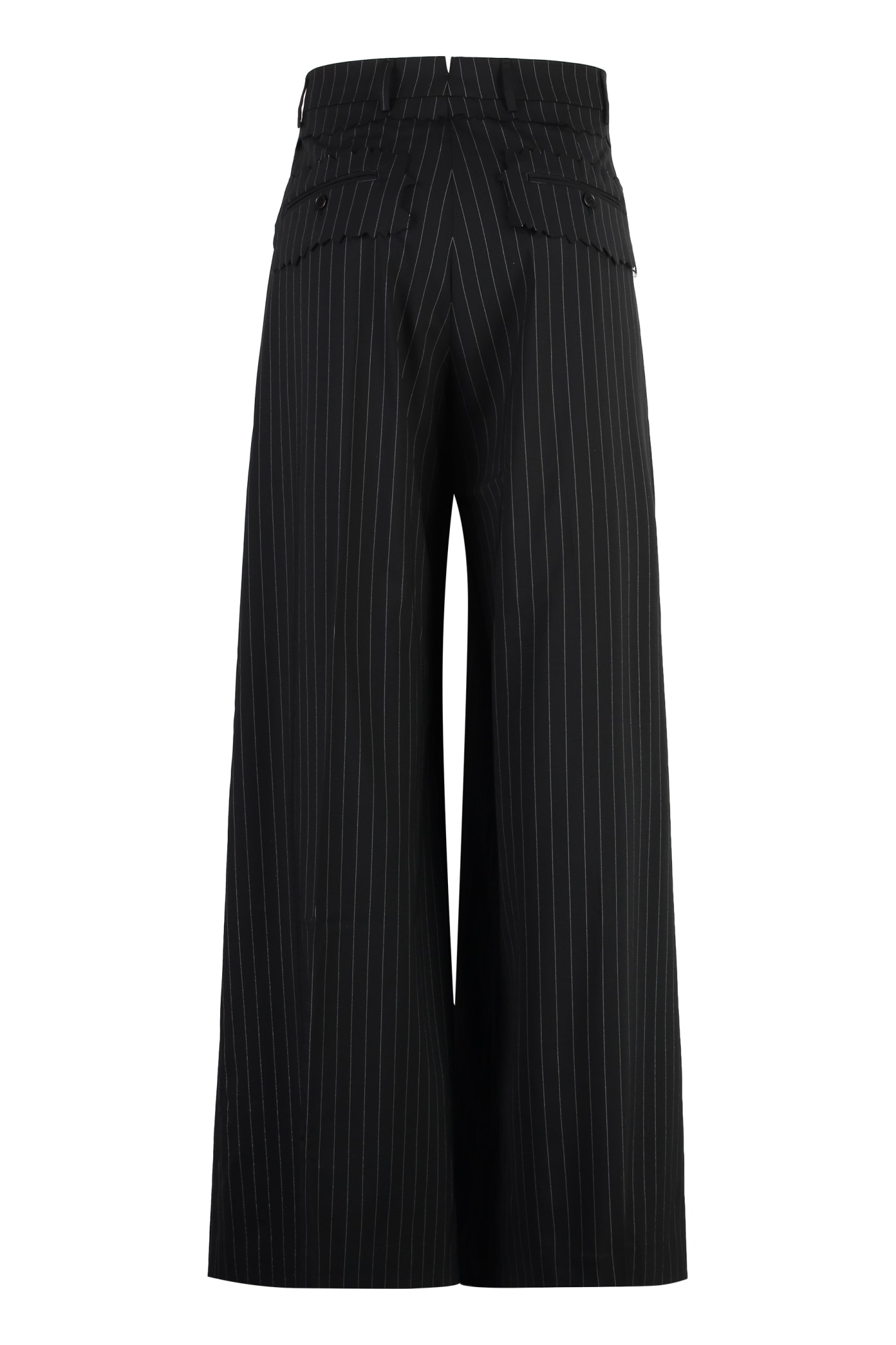 Shop Vetements Pinstriped Wool Trousers In Black