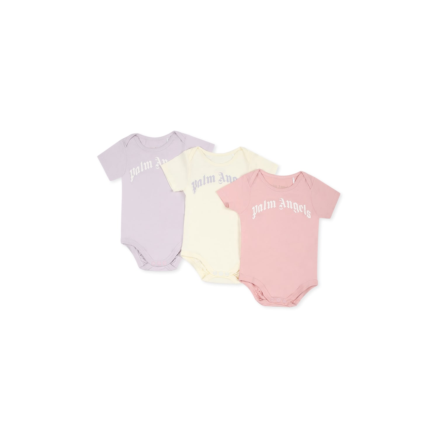 Palm Angels Multicolor Bodysuit Set For Baby Girl With Logo In Multicolor