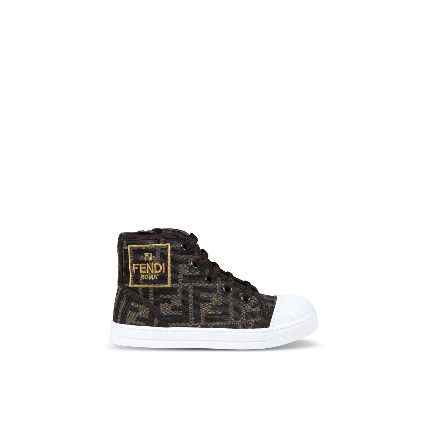 FENDI BROWN SNEAKERS FOR KIDS WITH ICONIC FF LOGO 