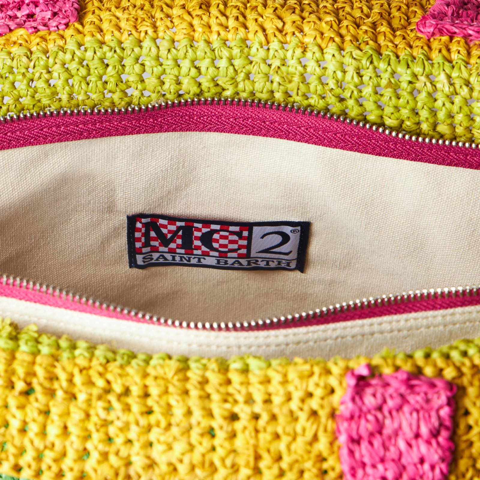 Shop Mc2 Saint Barth Raffia Ferdie Bag With Saint Barth Embroidery In Multicolor