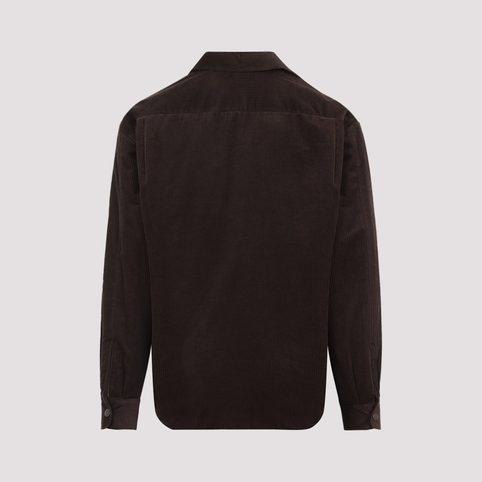 Prada Long Sleeve Corduroy Shirt Chest Pocket In Brown