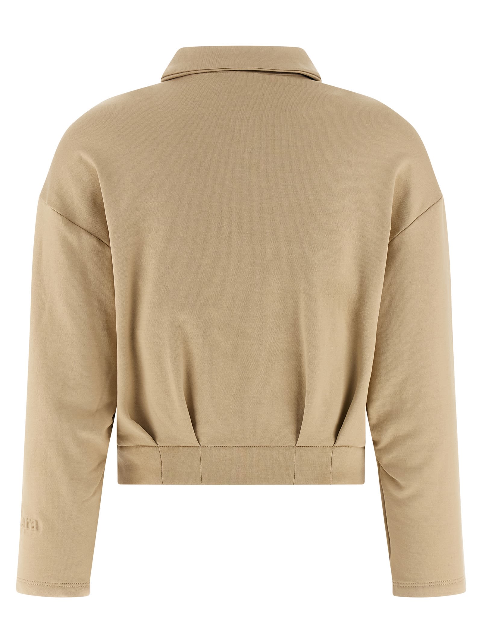 Max Mara Collared Sweatshirt With Front Pockets And Long Sleeves In Brown
