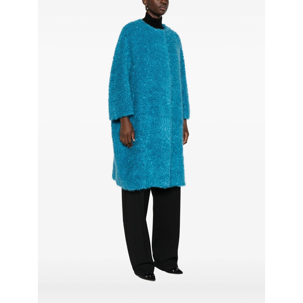 Gianluca Capannolo Round-neck Long-sleeve Coat In Blue