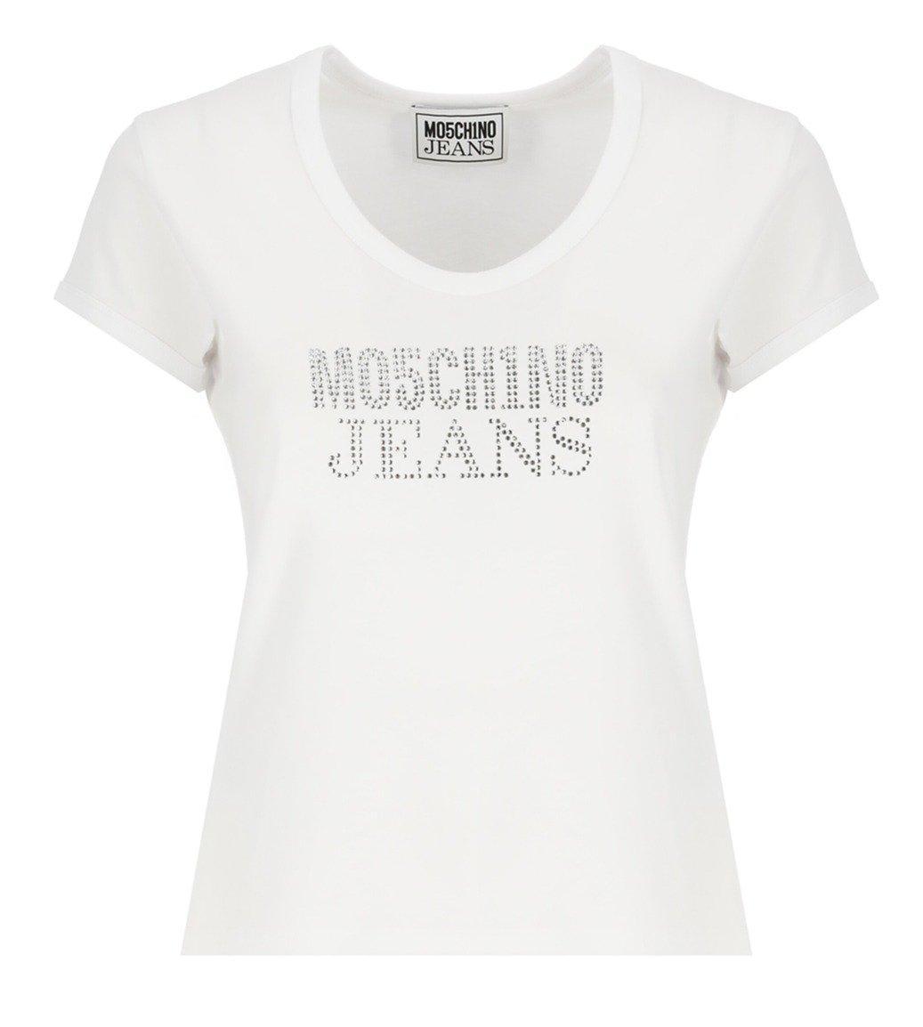 Moschino Jeans Logo-embellished Crewneck T-shirt In Black
