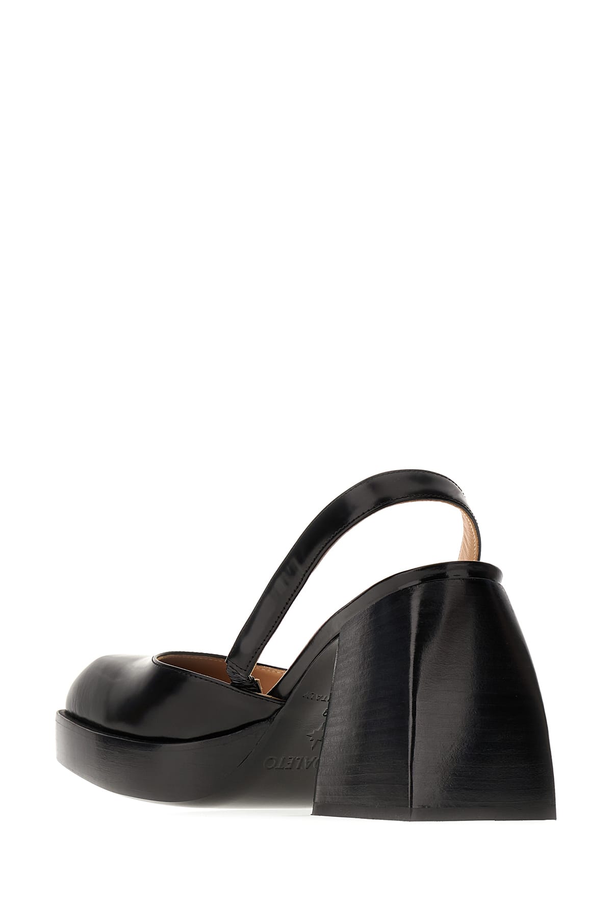 Nodaleto Bulla Jones Glossed-leather Slingback Platform Pumps In Black Glassed