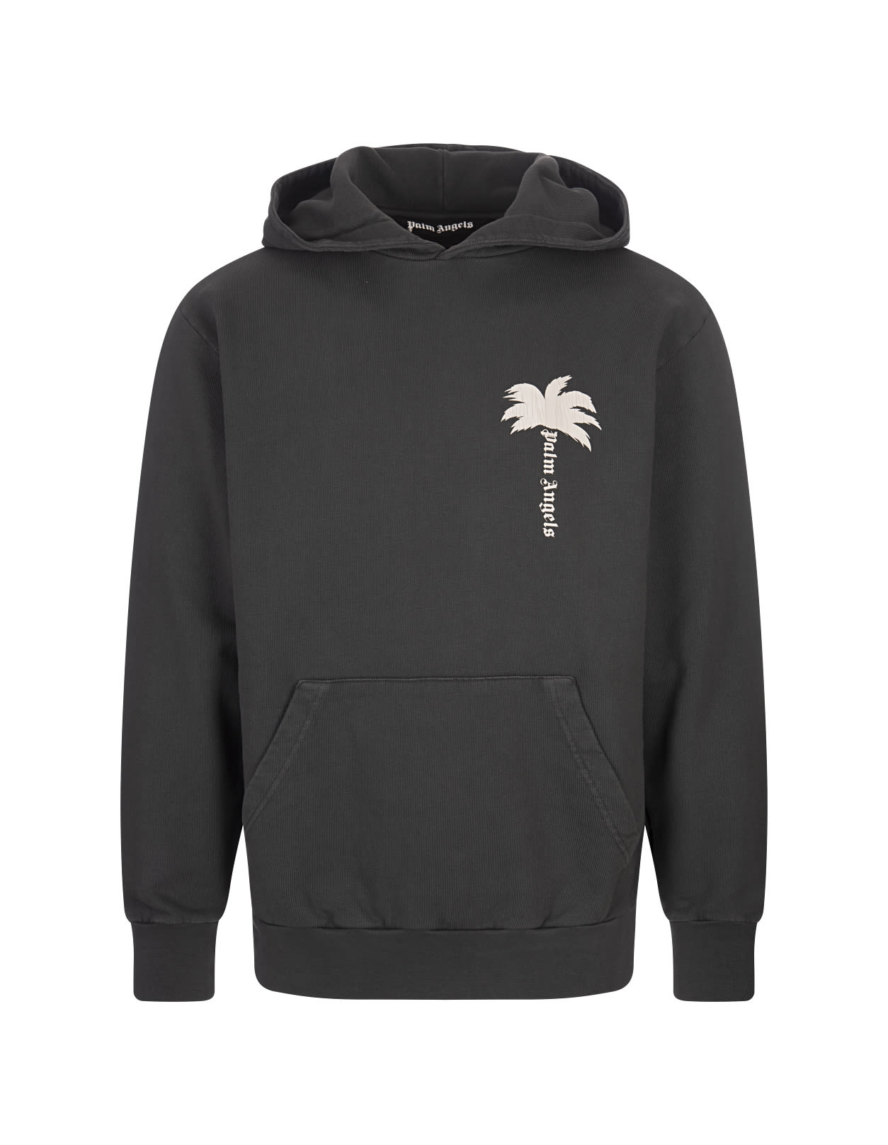 Grey Hoodie With Logo And Palm