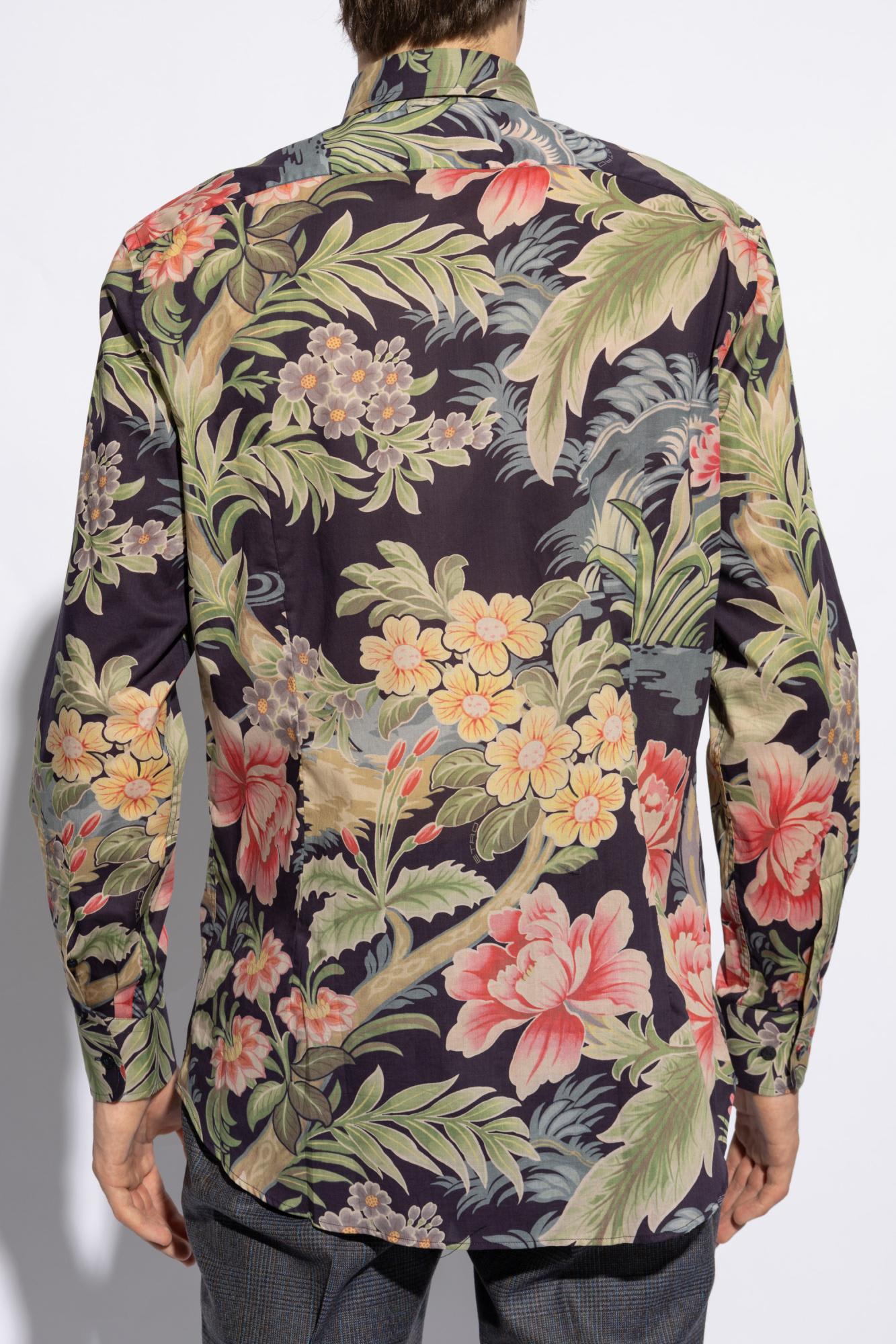 Shop Etro Floral Pattern Shirt In Blue